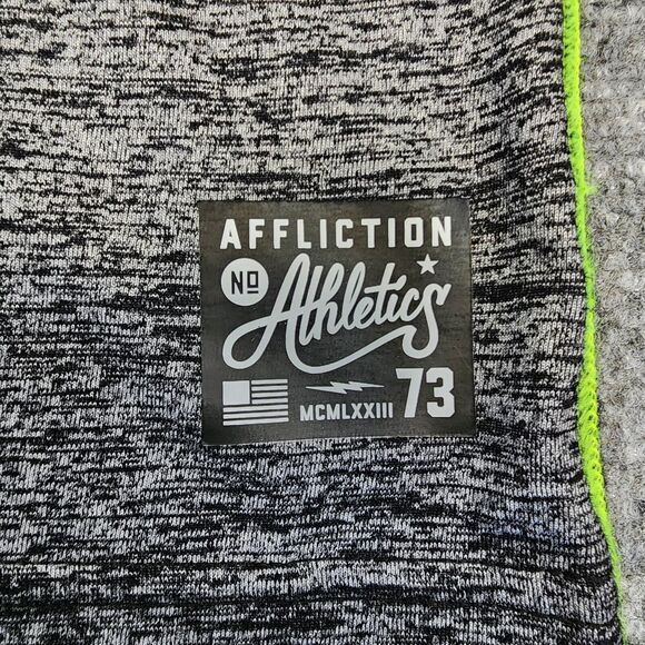 Affliction Shirt Mens 2XL Gray Black Neon Graphic Tee Sport Division Athletics - Picture 10 of 13